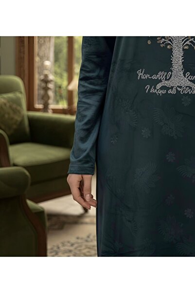 ISHRAQAT AL-AMAL قميص مخمل شتوي منقوش بزخرفة الشجرة الكريستالية