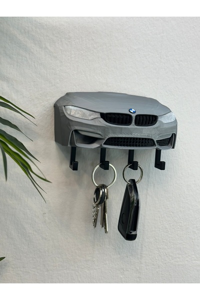 Butik 3D Printing Decorative Bmw M3 F30 Grey Color Keychain with Front Model Design