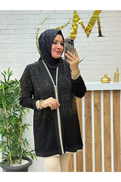 Meryemce Butik SERPME TAŞLI ÇELİK ÖRME CEKET