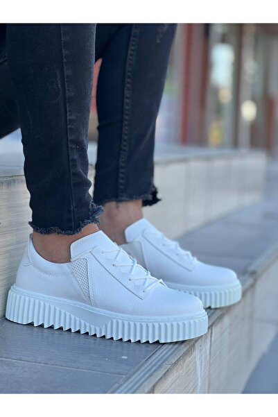 Mhoda Shoes Rlxx502 Bold Lace-Up Leather Men's Casual Sneaker Shoes Cbt - White