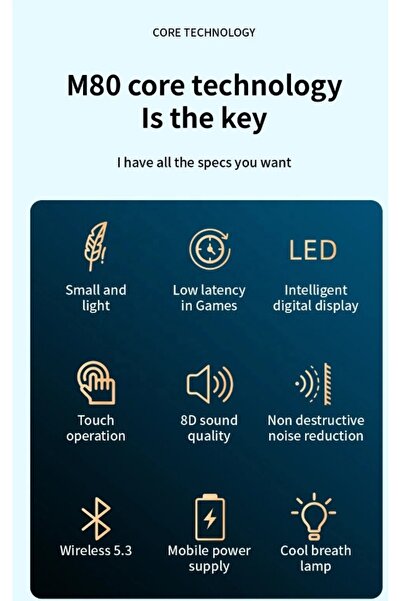 OEM Casti Wireless M80 Bluetooth 5.4 TWS, In-Ear