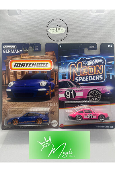 HOT WHEELS Neon Speeders 71 Porsche 911 Matchbox Porsche 911 GT3 1/64 ölçek U...