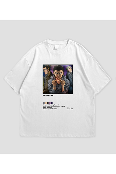 SVART WEAR Rainbow Anime cu imprimeu supradimensionat Unisex tricou