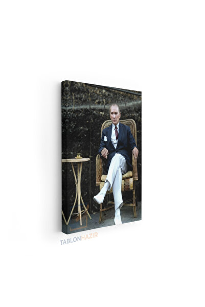 tablonhazır Dikey Kanvas Tablo Salon Duvar Tablosu Atatürk Kahve Icerken Yeni...