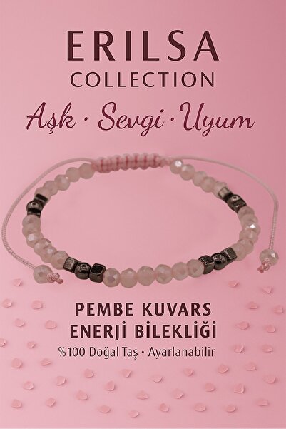 Erilsa Certified Love Affinity Harmony Energy Bracelet - Pink Quartz and Tera...