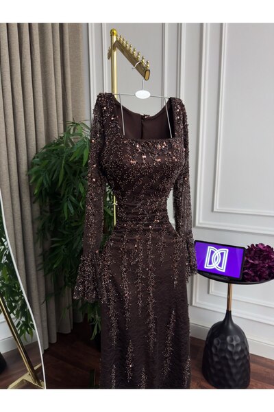 My first response Evening dress with lace, beaded embroidery