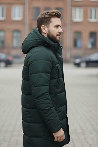 embody Men's Thick Men's Long Winter Jacket with Detachable Hood 2603 Dark Khaki