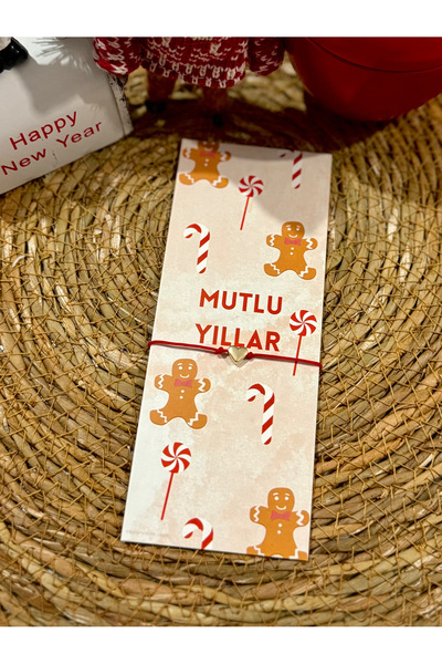 FIERA JEWELRY New Year Card Heart Detail Red Thread Adjustable Bracelet