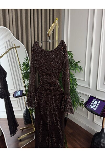 My first response Evening dress with lace, beaded embroidery