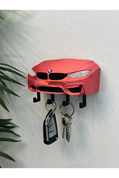 Butik 3D Printing Decorative Bmw M3 F30 Bright Red Color Keychain with Front Model Design