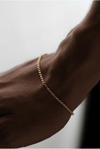 Ricco Jewellery 14 K Gold Kaplama 925 Ayar Gümüş Old Money Halat Bileklik