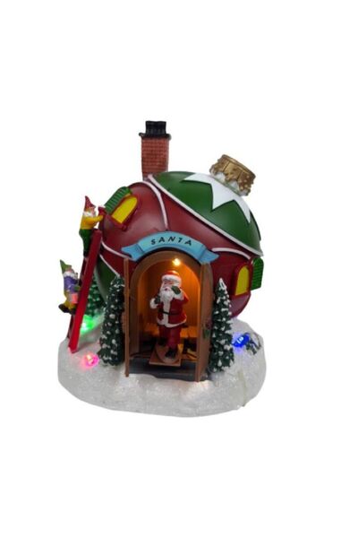 OMG Decorative globe "Santa's House" with lights and movement – 19.5x18x22 cm