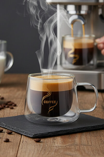 Köken Double-Walled Borosilicate Glass Mug, 200 ml, for Hot & Cold Drinks, Tr...