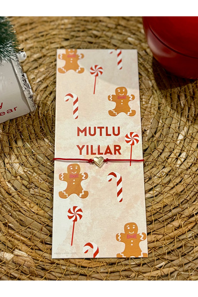 FIERA JEWELRY New Year Card Heart Detail Red Thread Adjustable Bracelet