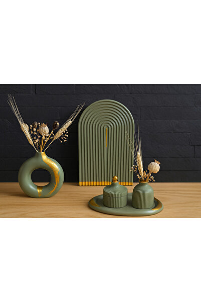 Zigzag Home Decorative 5 Piece Bohemian Special Design Vase Figurine Set Ring Vase Tray Box with Lid Mini Vase Figurine