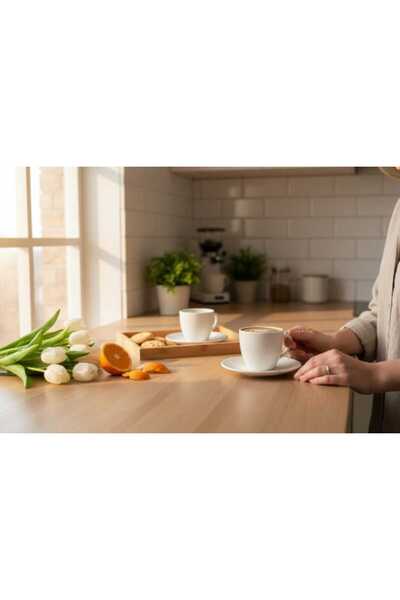 Tutku Home 2’li Türk Kahvesi Fincan Takımı 4 Parça – Fincan ve Tabaklı Şık, D...