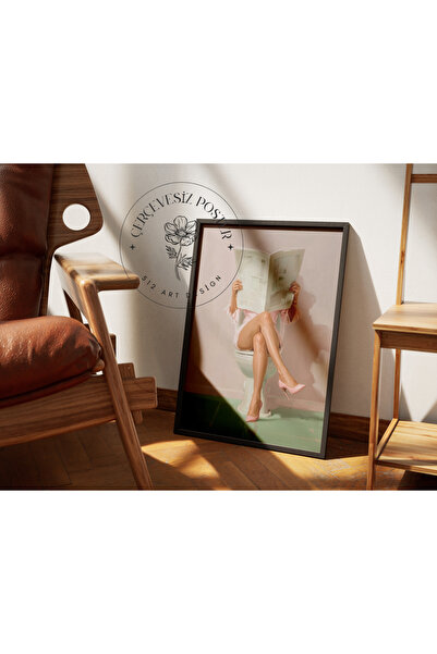 512 STORE Estetik Modern Dekor İlüstrasyon Kadın Banyo Duvar Dekor Çiçek Kuşe...