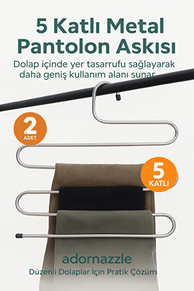 adornazzle 2 komada 5-slojne metalne vešalica za pantalone, organizator za or...
