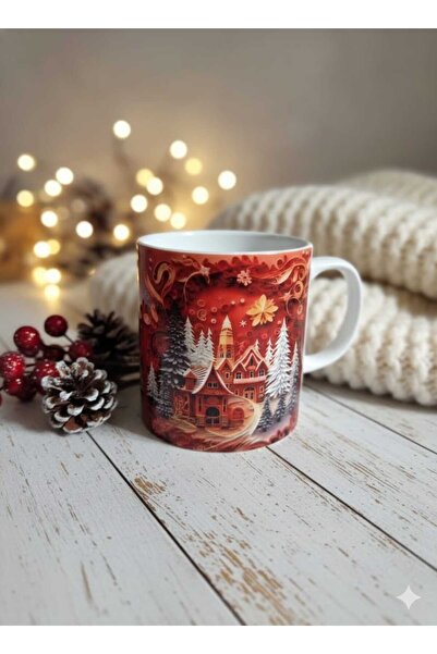 MOONSAND Yılbaşı Temalı Geyik Resimli Kupa | Hediyelik Kupa | Kupa Bardak