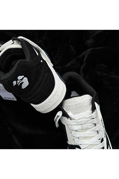 OFF WHITE Pantofi sport Off-White Out Of Office Low Cow Black Suede Alb Negru OMIA189F22LEA0020110