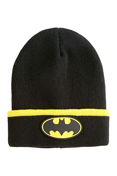 Filmaldım Batman Logo Black Yellow Beanie Winter 3-6 Years