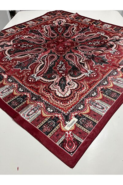 Picasso İpek Görünümlü Bordo Etnik Desenli Kristal Eşarp – Twill Şık Tasarım ...