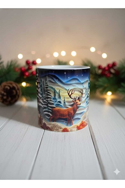 MOONSAND Christmas Themed Deer Illustrated Mug |   Gift Mug |   Mug Cup