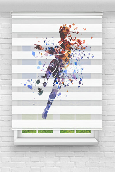 Perdecizade (ENXBOY)FUTBOLL DİJİTAL BASKILI ZEBRA PERDE-COCUK ODASI-STOR PERDE