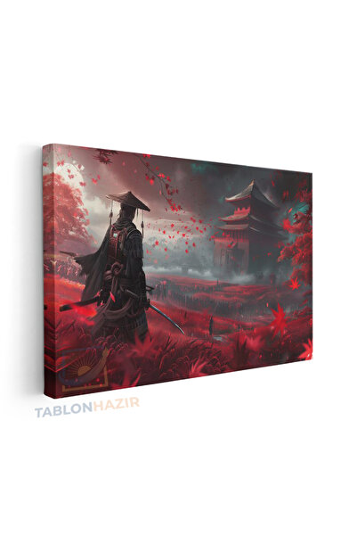 tablonhazır Yatay Kanvas Duvar Tablosu Samuray Tapinak Kirmizi Salon Tablosu ...
