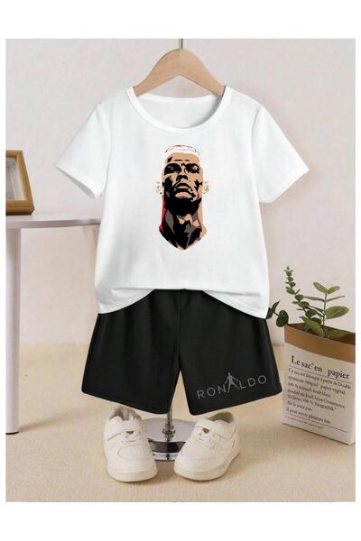 JoneBase تي شيرت للأطفال بتصميم رونالدو كيد مطبوع تي شيرت قصير من الأسفل مصنو...