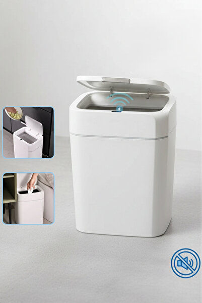 Köken Automatic Sensor Trash Can, 18 L, Infrared Motion, Anti-Odor Lid, IPX5, White
