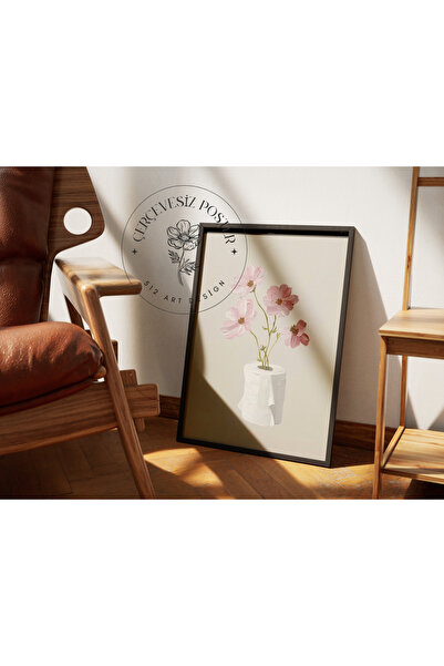 512 STORE Estetik Modern Dekor İlüstrasyon Kadın Banyo Duvar Dekor Çiçek Kuşe...