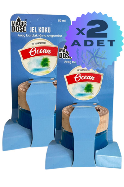 MAGIC DOSE 2Lİ OCEAN Ahşap Kapaklı Oto Jel Koku 50 Ml Okyanus Araç Bardaklığı...