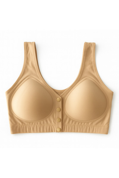 F.K Fk Women's Laser Cut Underwire-Free Front Buttoned Shaping / Sculpting Stitch-Free Bra