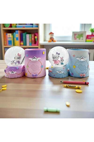 ALPJOY Hello Kitty Kalemlikli Işıklı Sesli Müzikli Büyük Boy Hediyelik Kar Kü...