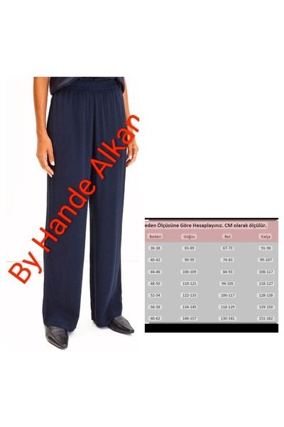 By Hande Alkan Women's Plus Size Navy Blue Pants