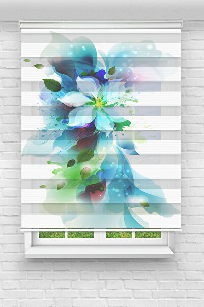 Perdecizade (ENXBOY)MAVİ ÇİÇEK DİJİTAL BASKILI ZEBRA PERDE-COCUK ODASI-STOR P...