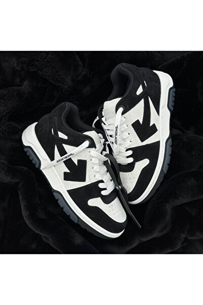 OFF WHITE Pantofi sport Off-White Out Of Office Low Cow Black Suede Alb Negru OMIA189F22LEA0020110