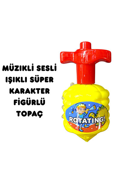 Magicway Müzikli Sesli Işıklı Süper Karakter Figürlü Topaç Oyuncak Kurmalı Fı...