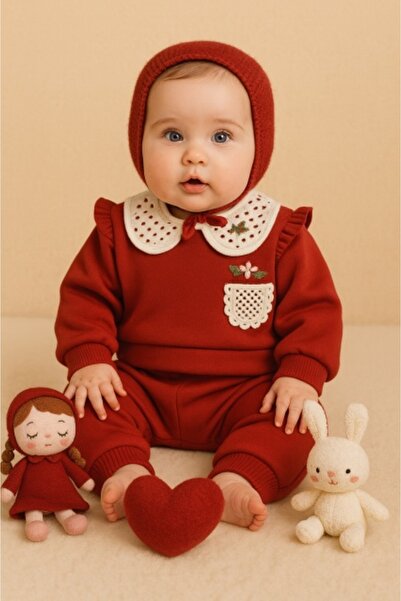 Superbaby Κεντημένη μπλούζα με διακοσμητικό γιακά και παντελόνι με παπιγιόν