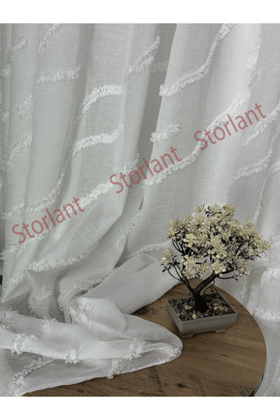 Storlant Puffy Stripe Textured Tulle Curtain |   Frequent Pile-Up |   Heavy W...