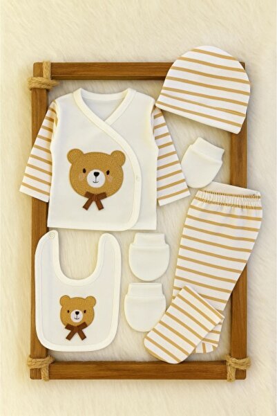 Superbaby Set bebe 5 piese din bumbac 100% – model ursulet, 0-3 luni