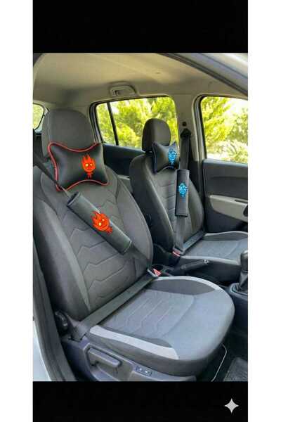 CAR Ateş ve Su Temalı Deri Araba Boyun Yastığı ve Emniyet Kemeri Kılıfı Seti ...