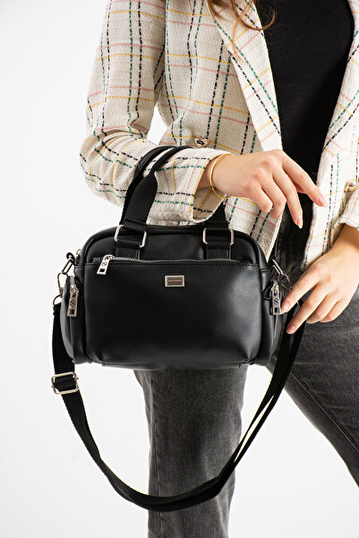 Sanmorris Women's Black Multi-Compartment Crossbody Hand & Shoulder Bag