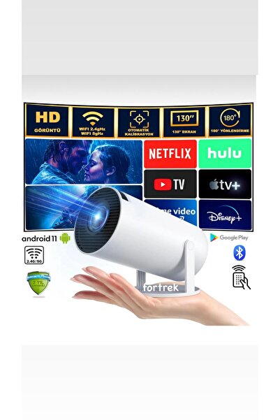 fortrek Mini Projeksiyon Taşınabilir Projeksiyon Cihazı HD Projeksiyon Cihazı Android TV Projeksiyon HY-300