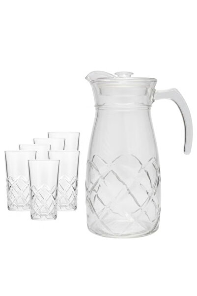 Urbanza Premium Glass Jug with 6 Drinking Glasses Set for Water, Juice & Home Serving – Durable & Elegant
