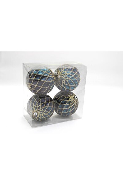 Mado Gallery Blue Christmas Ball Ornaments Peppermint Xmas Tree Home & HolidayFun Decor Pack of 4