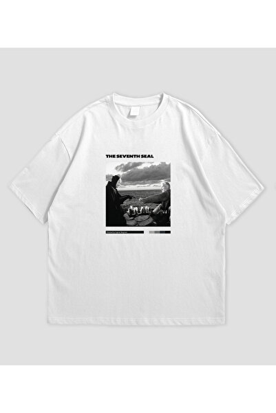 SVART WEAR Filmul Sigiliul al șaptea cu imprimeu supradimensionat Unisex tricou