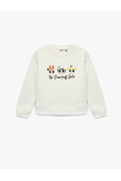 Koton Powerpuff Girls Printed Long Sleeve Crew Neck Licensed Fleece-Lined Oversized Sweatshirt