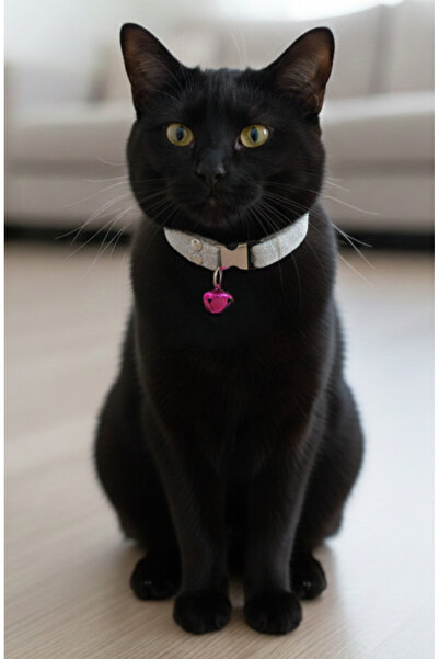 balkonda Cat Collar Leash Adjustable Collar Cord Silvery Silver with Bell